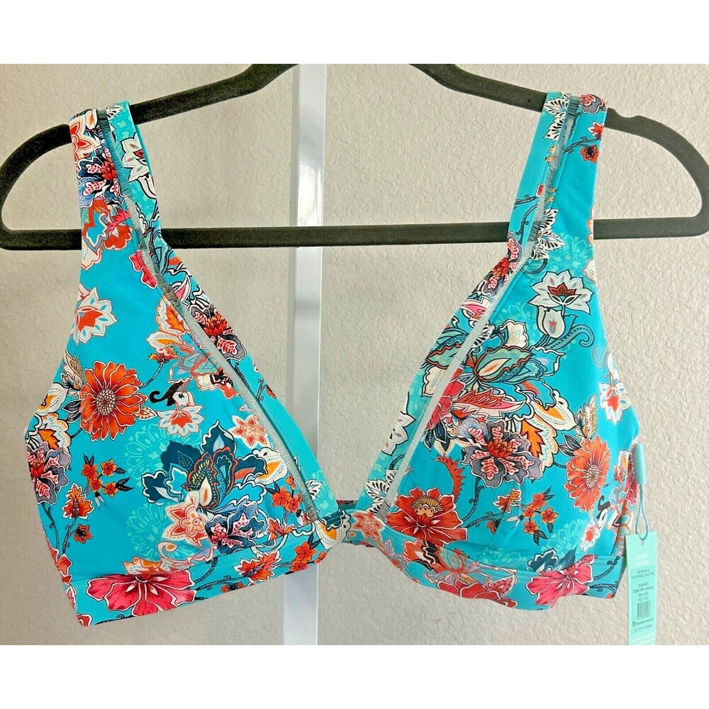 NWT Sea Level Swim Dominica Tri Bra Bikini Swim Top With Luminous Trim Aqua 10 - Picture 4 of 13